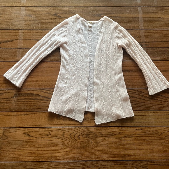 Minnie Rose Cashmere Open Front Long Sleeves Cardigan Blush Pink Size M - Picture 2 of 9